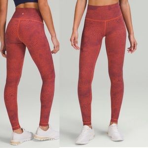 Lululemon Wunder Train High Rise Tight Crackle Glaze Vintage Orange Larkspur